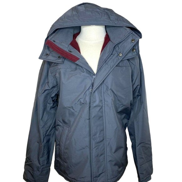 Hollister All-Weather Fleece-Lined Hooded Mens Jacket Gray Burgandy M Med NWT - Picture 2 of 4